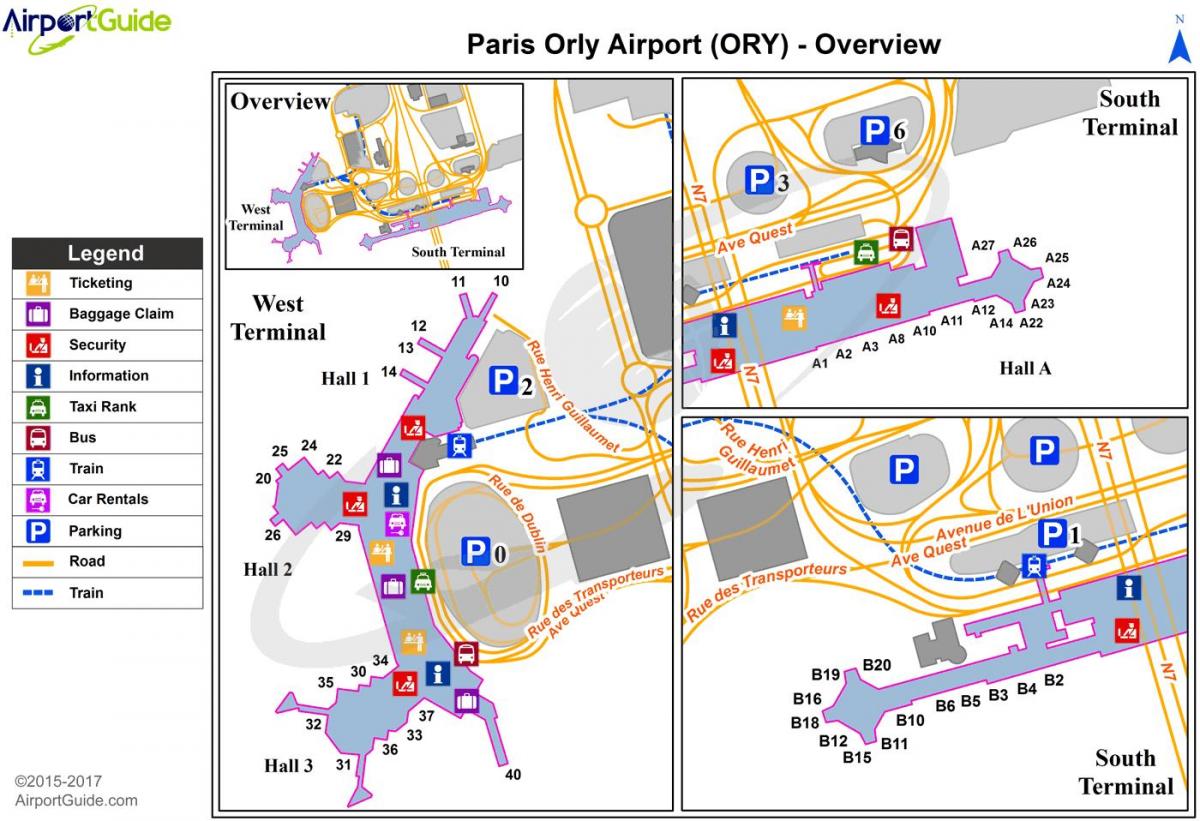 Kaart van de luchthaven orly