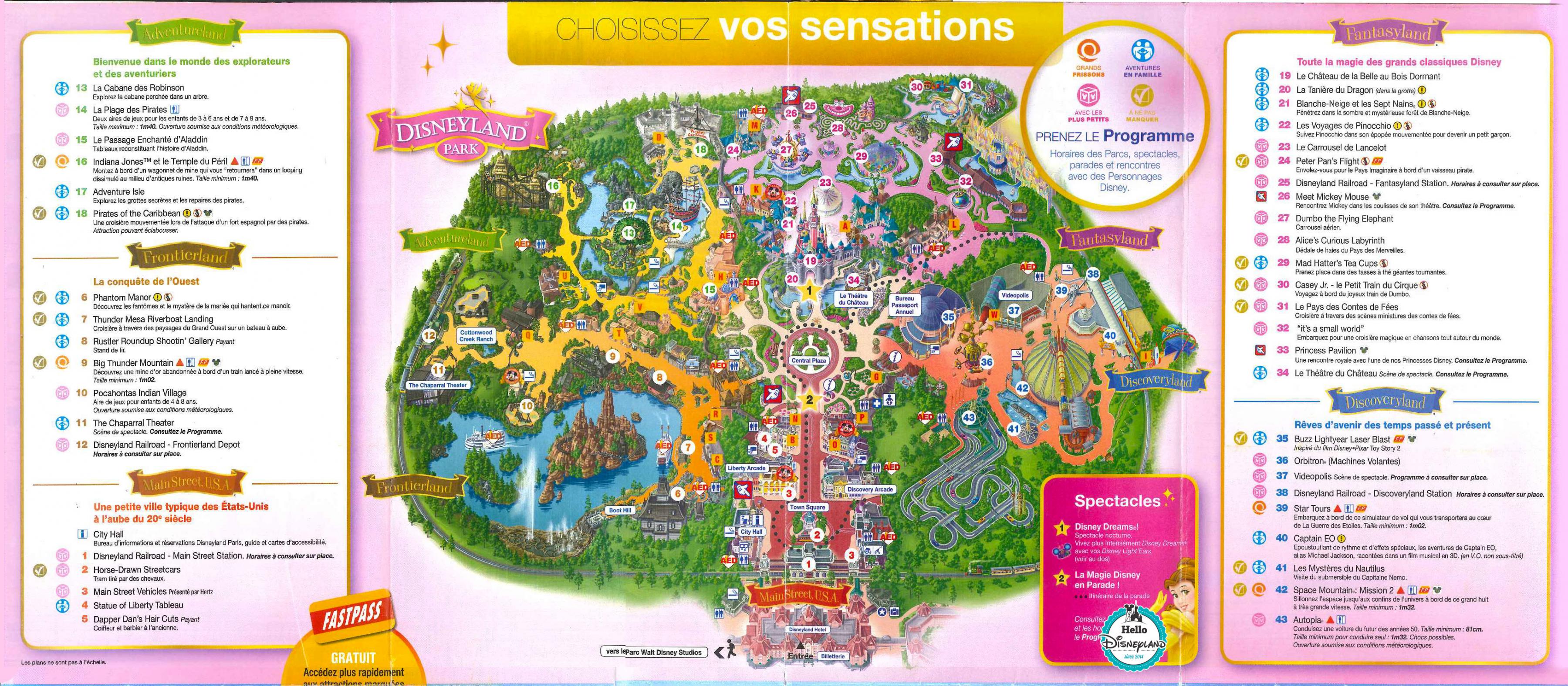Disneyland Parijs park kaart (Île-de-France - Frankrijk)