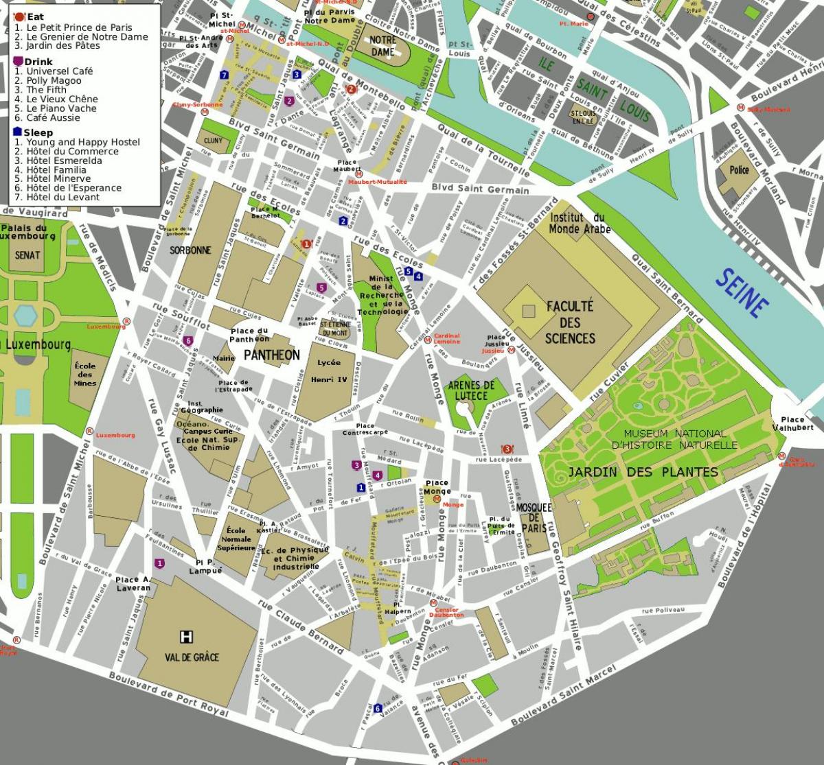 kaart van het 5e arrondissement van Parijs