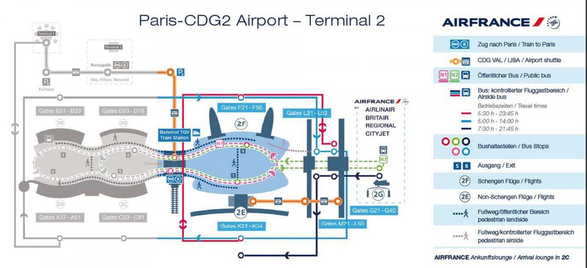luchthaven charles de gaulle-terminal 2 kaart