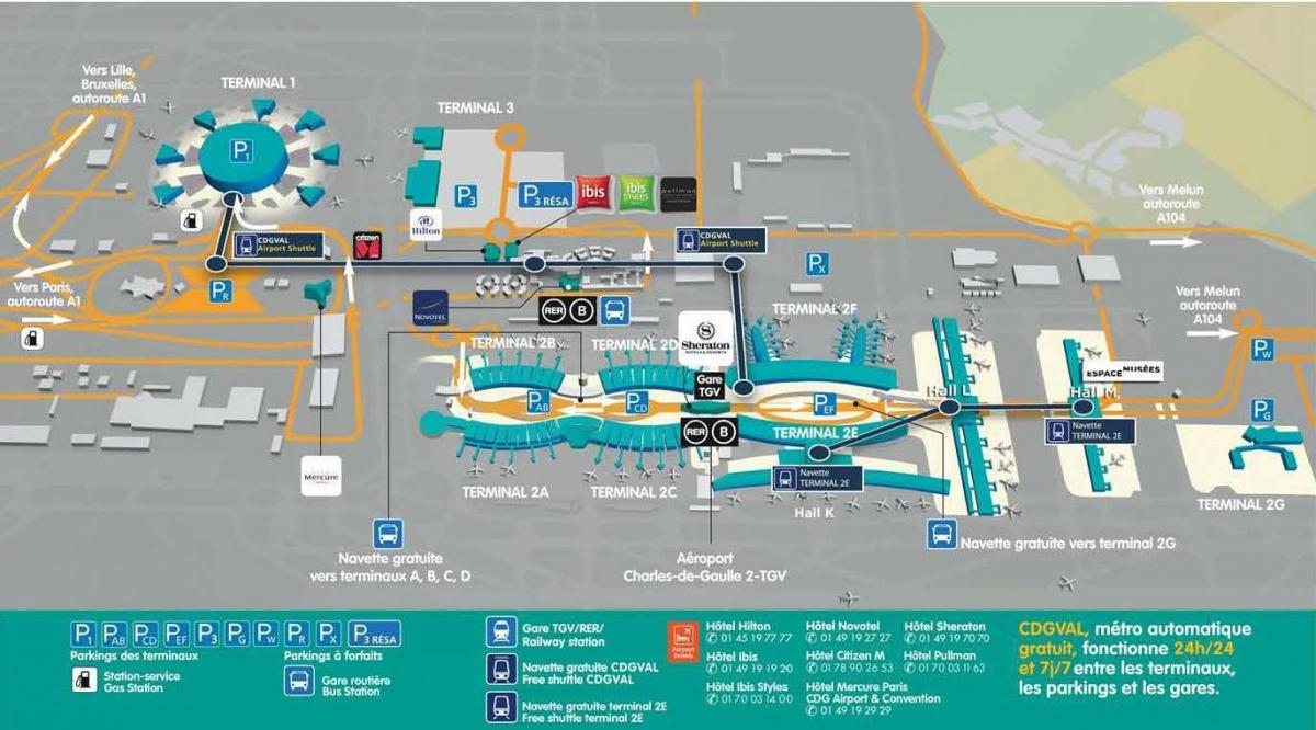 Parijs charles de gaulle luchthaven kaart