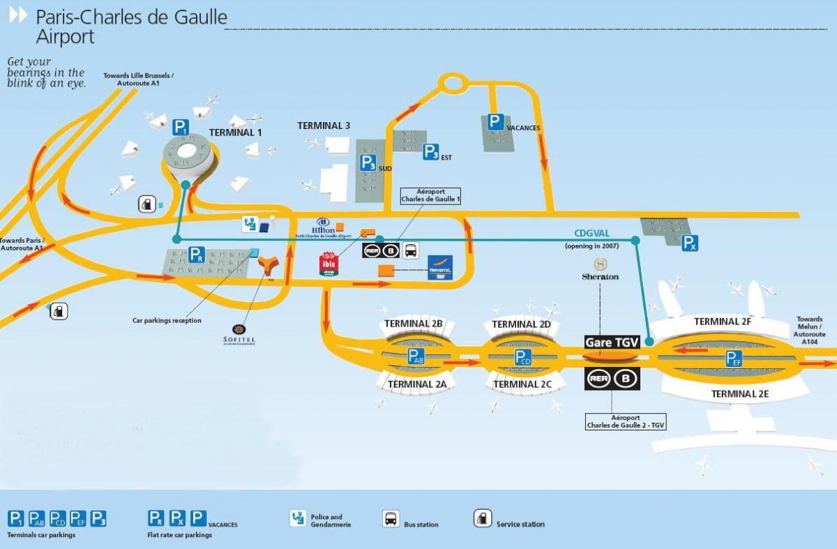 Paris charles de gaulle airport kaart