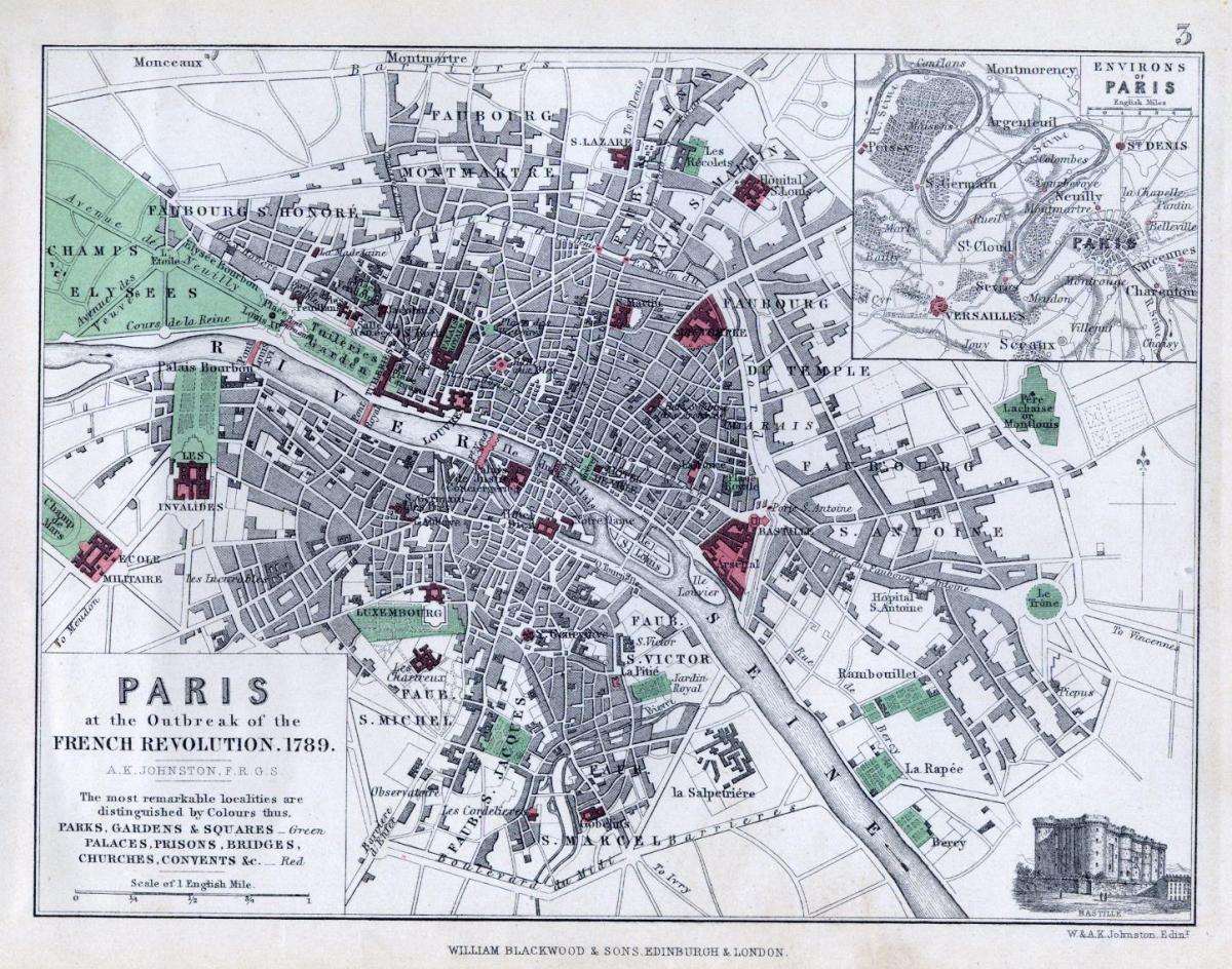 Kaart ofhistorical kaart van Parijs