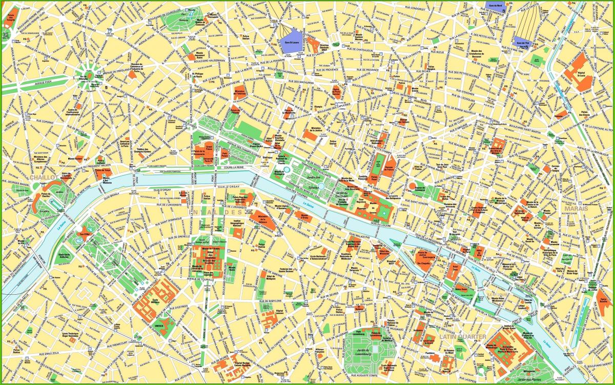 gedetailleerde kaart van Parijs