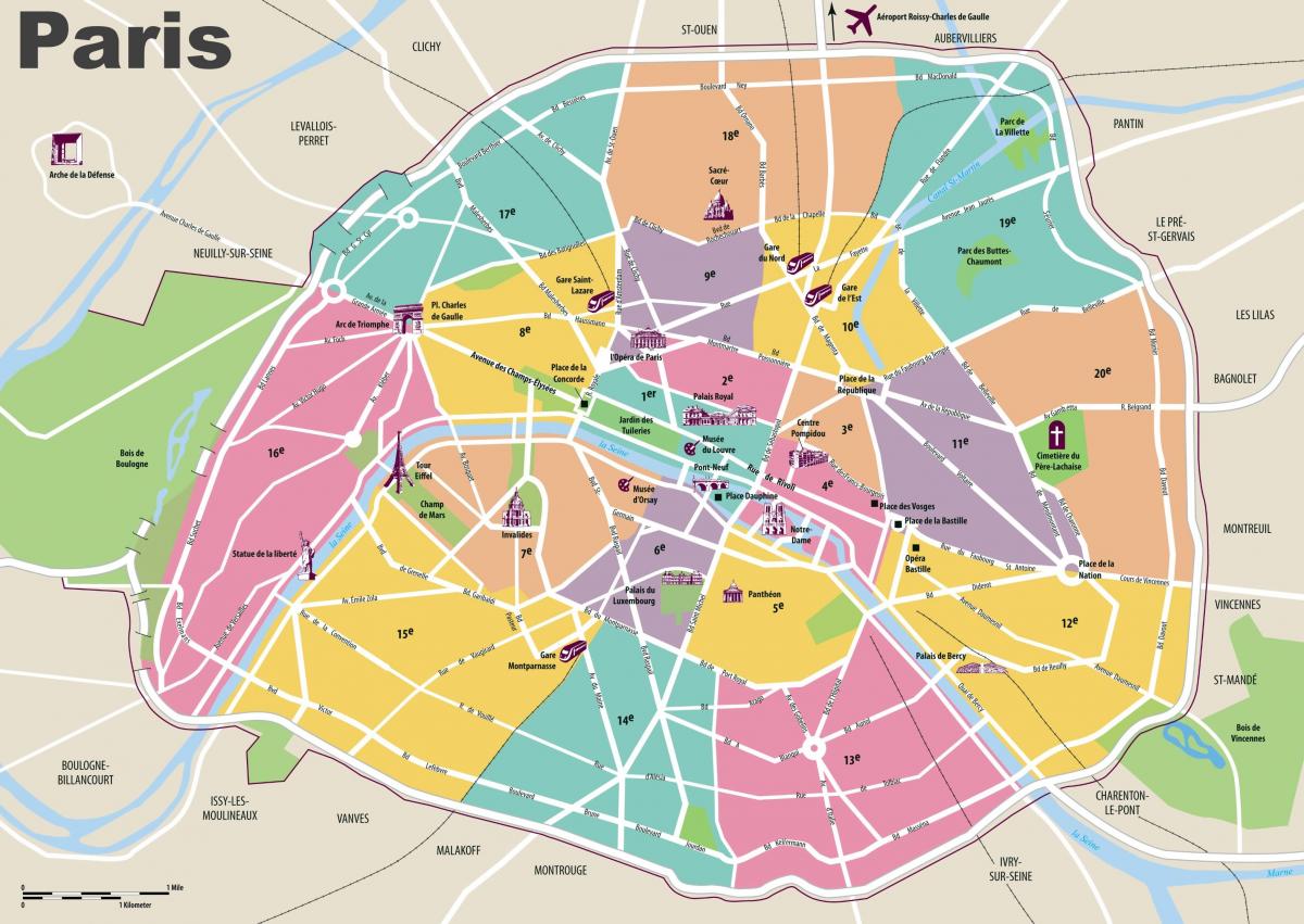 een kaart van Parijs