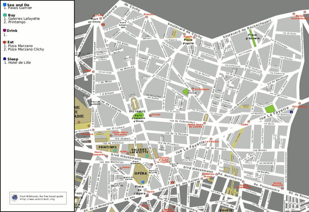 Kaart van de opera van Parijs