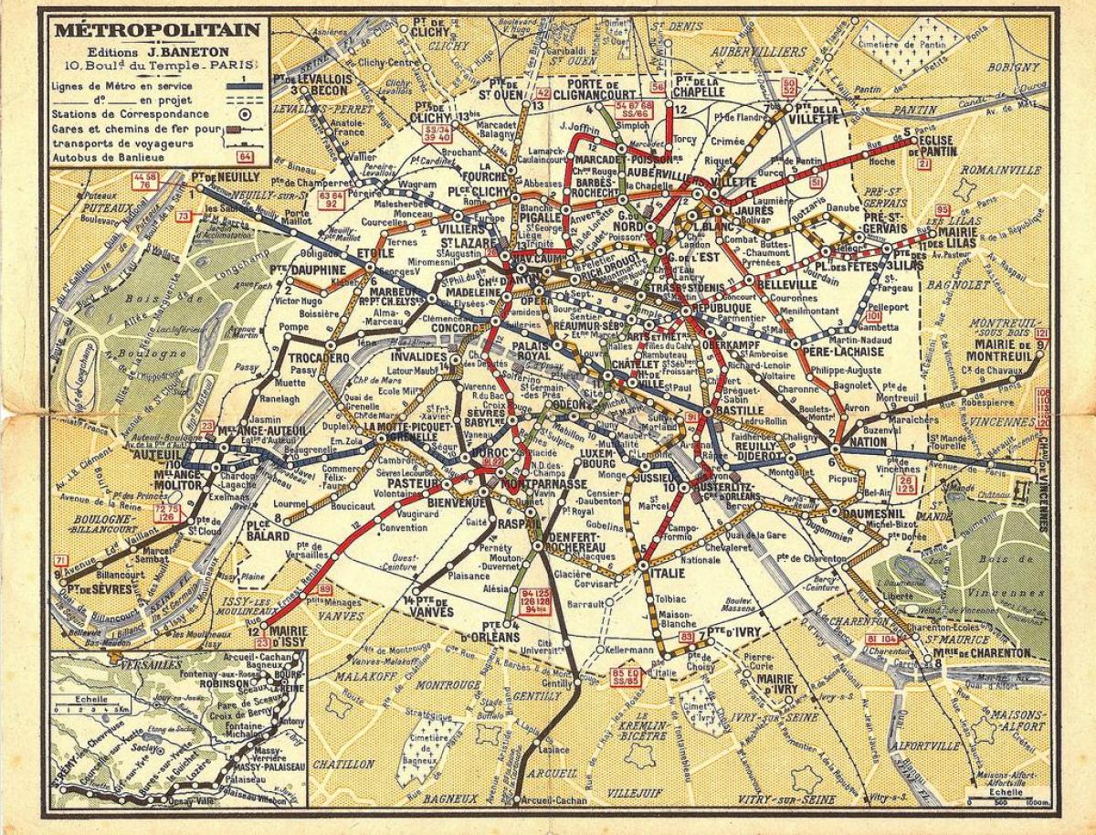 Kaart van de oude Parijse metro
