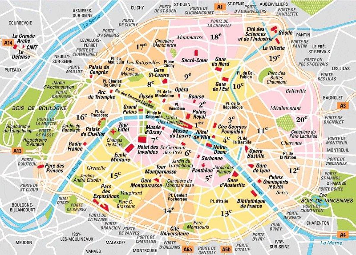 arrondissement kaart Parijs Frankrijk