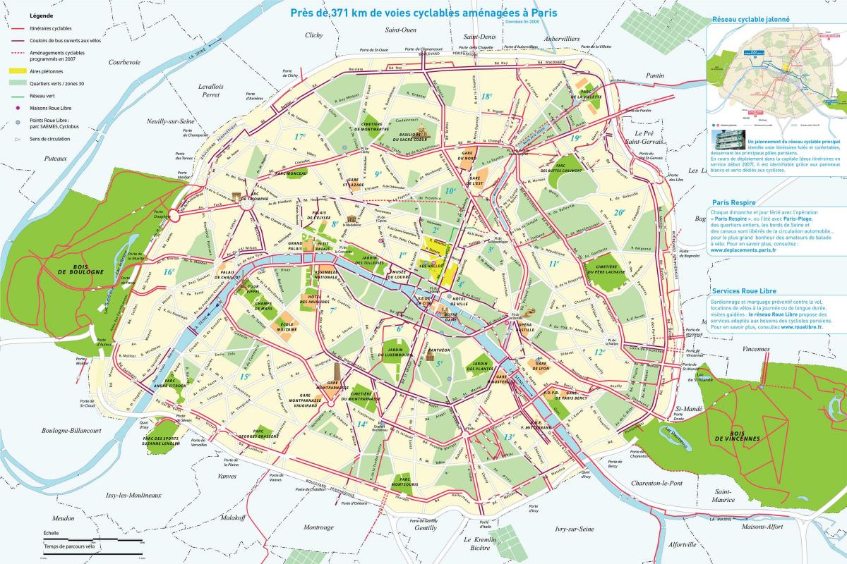 Parijs fiets routes kaart