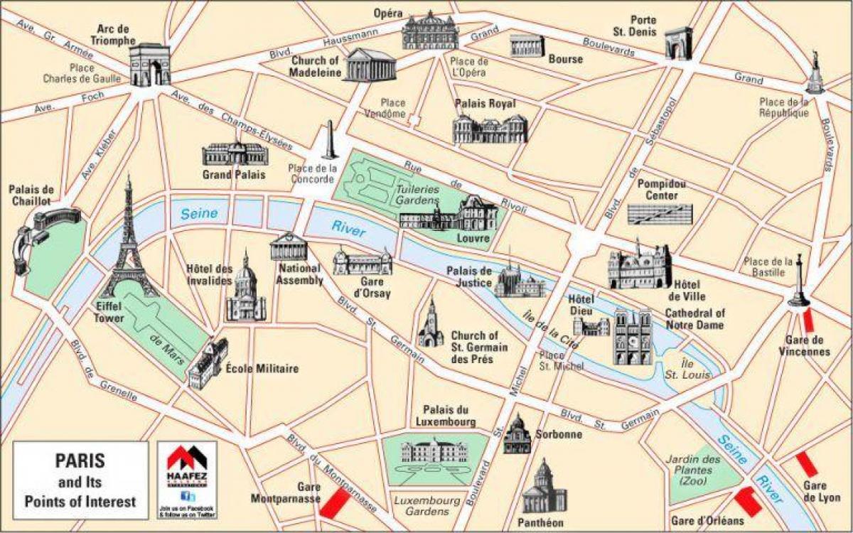 Kaart van Parijs kerken 