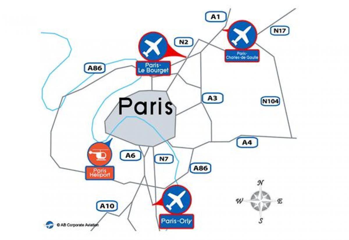 Paris international airport kaart