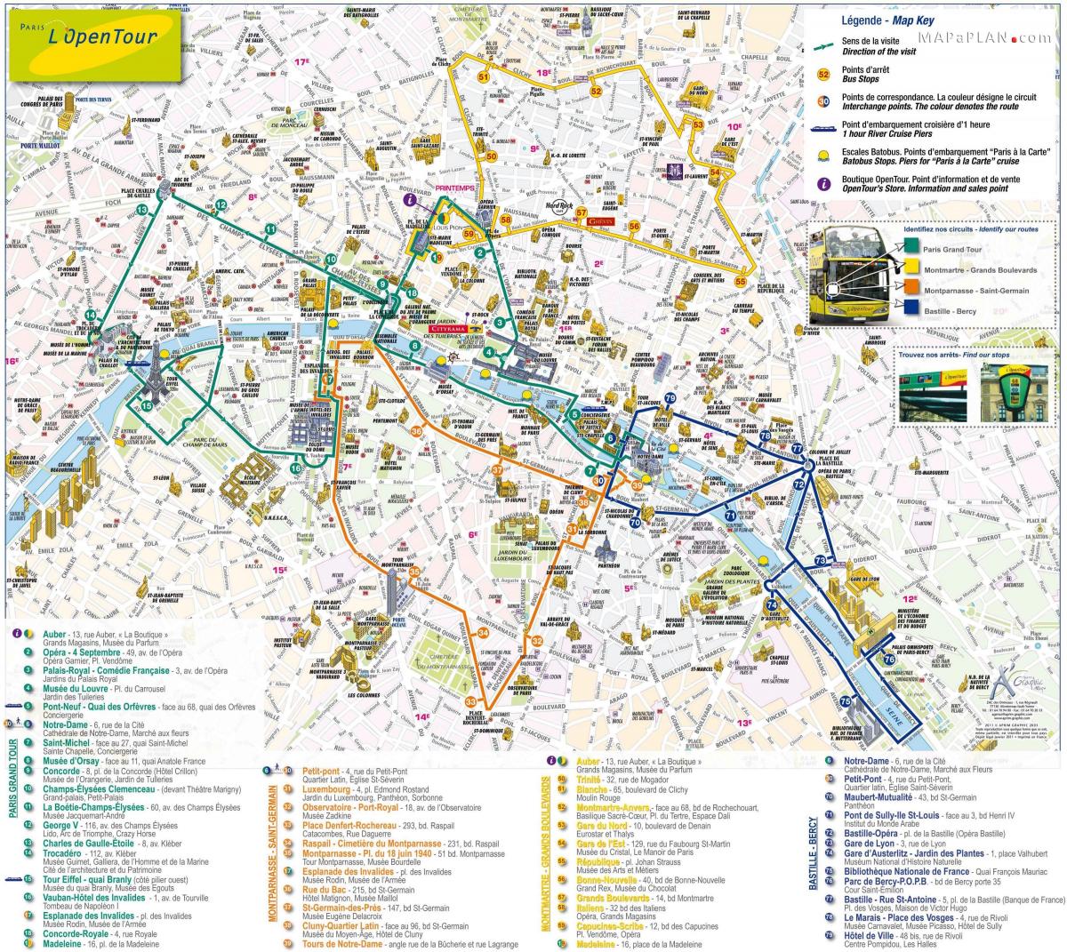 open bus Paris kaart