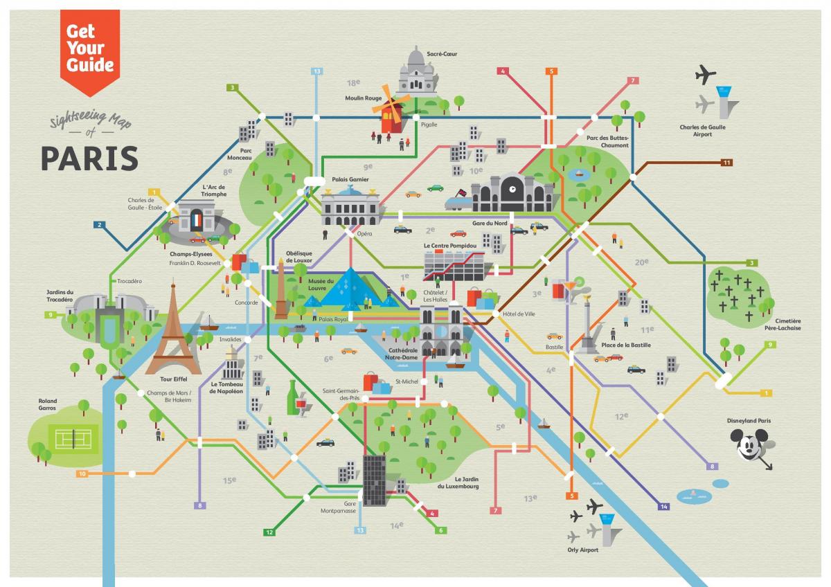 plaatsen om te bezoeken Paris kaart