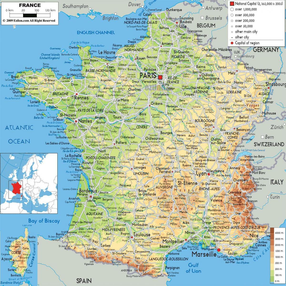 Kaart van Paris country