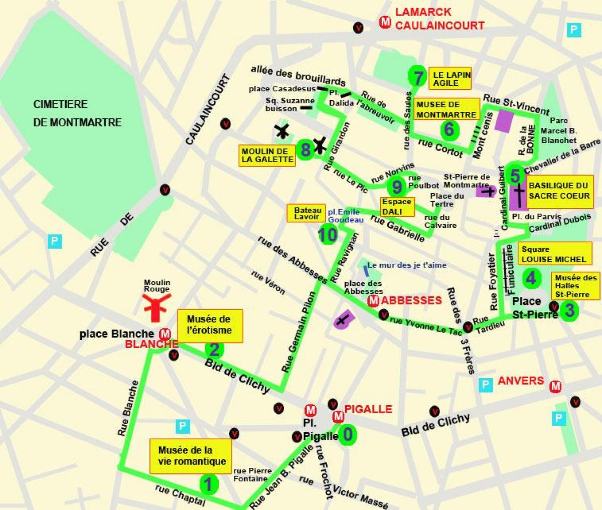 Kaart van pigalle Parijs