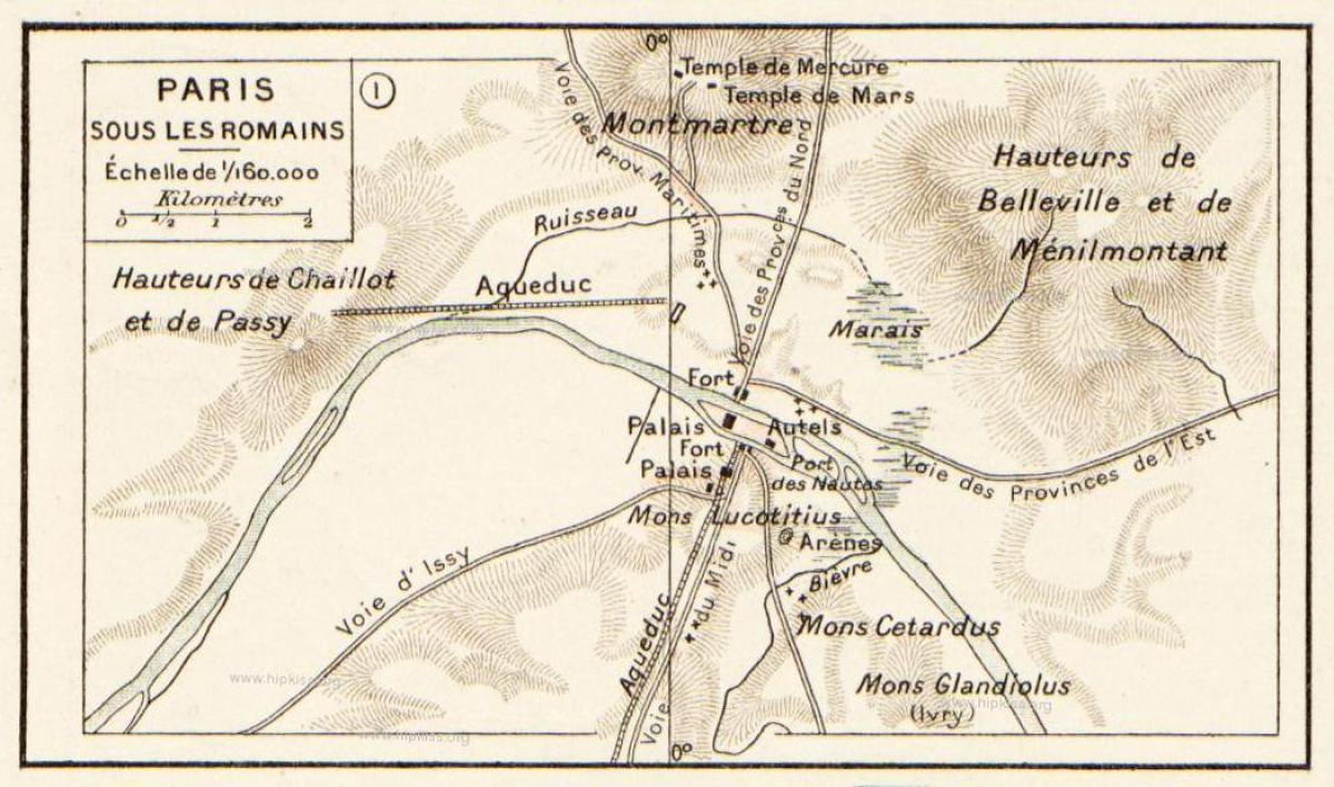 Kaart van het romeinse Parijs