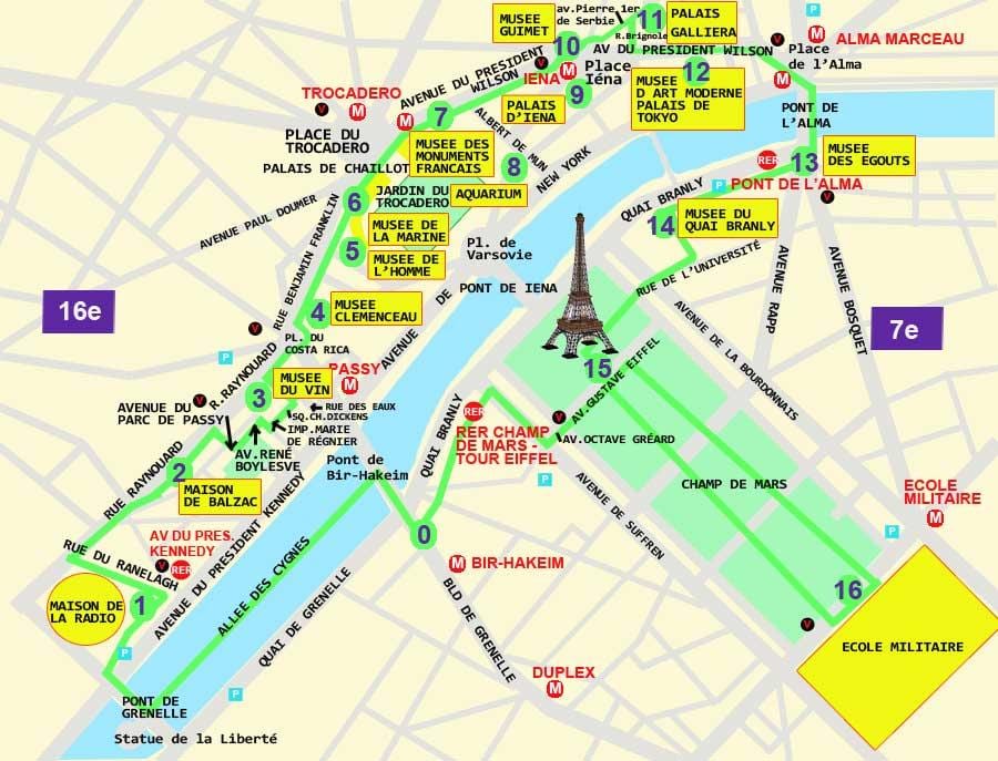 Kaart van trocadero Parijs