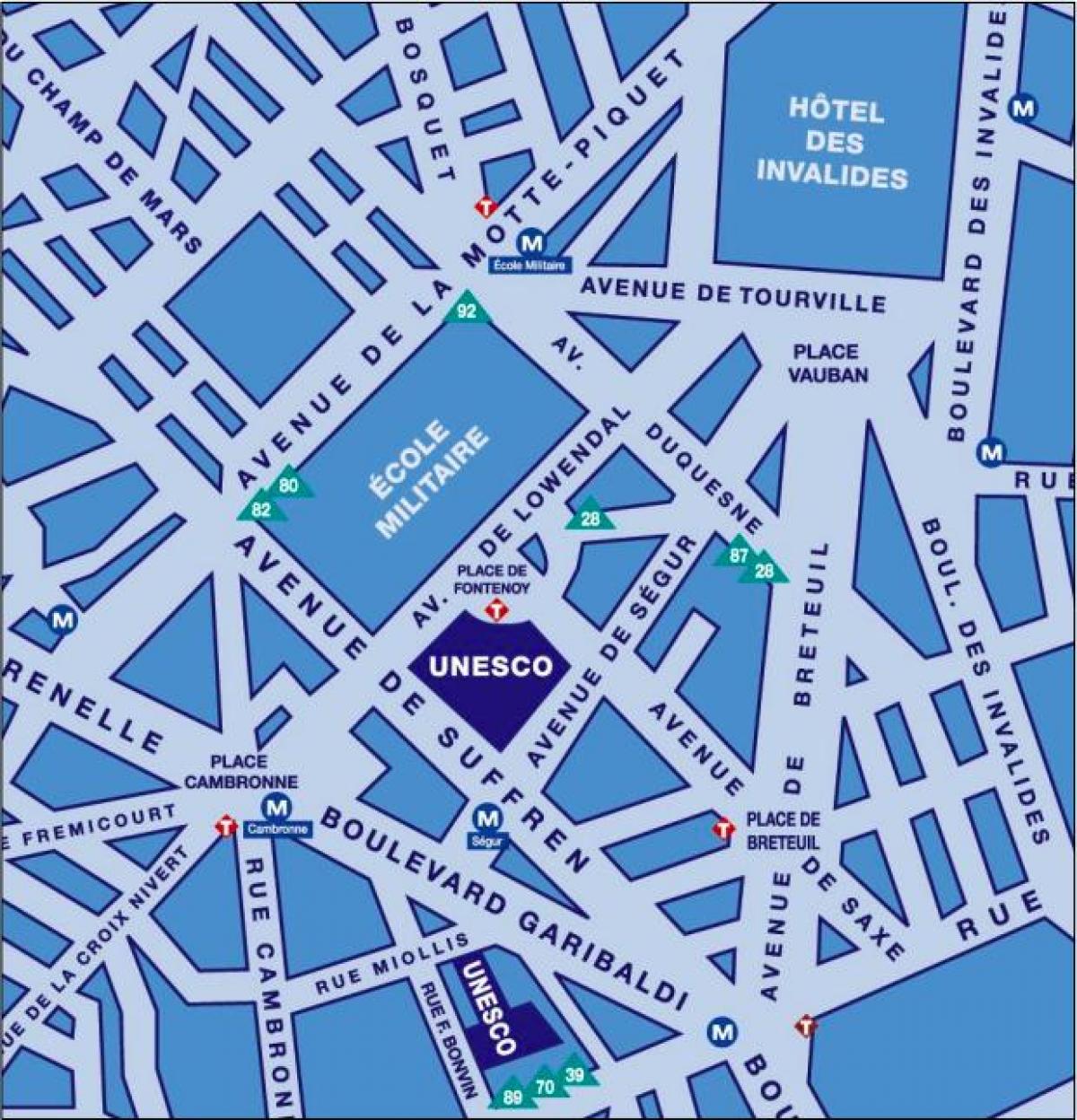 Kaart van de unesco in Parijs