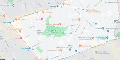 Kaart van Paris belleville