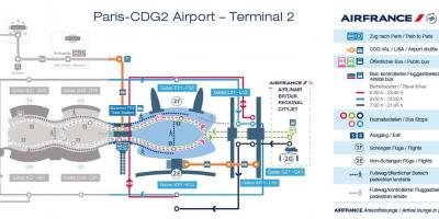 Luchthaven Charles de gaulle-terminal 2 kaart