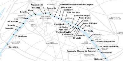Kaart van Parijs bruggen