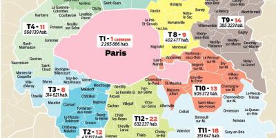 Kaart van regio Parijs Frankrijk