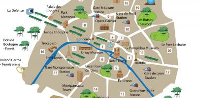 Kaart van Parijs musea en monumenten