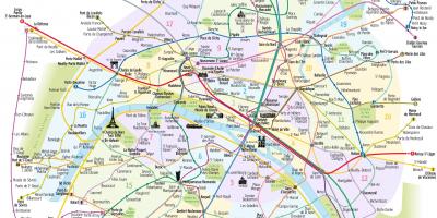 Toeristische kaart van Parijs met metro stations