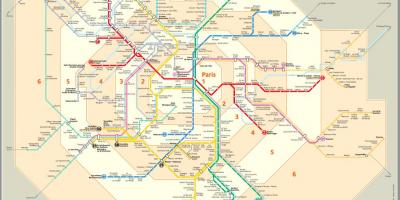 Parijs vervoer kaart met zones