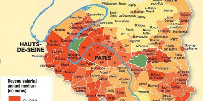 Kaart van Parijs en de voorsteden